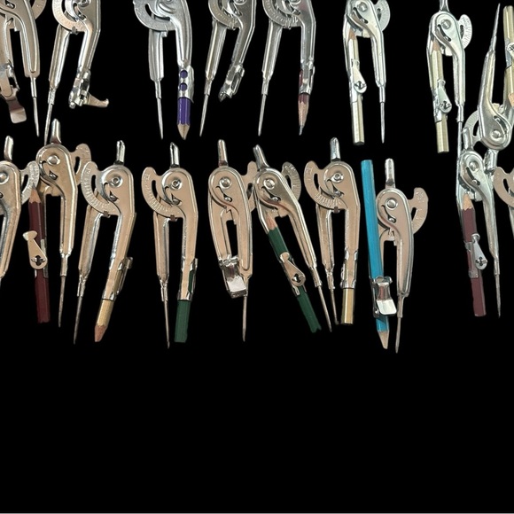 Vintage Drafting Compasses – Lot of 27 – Mixed Styles with Pencil Holders - Picture 2 of 3